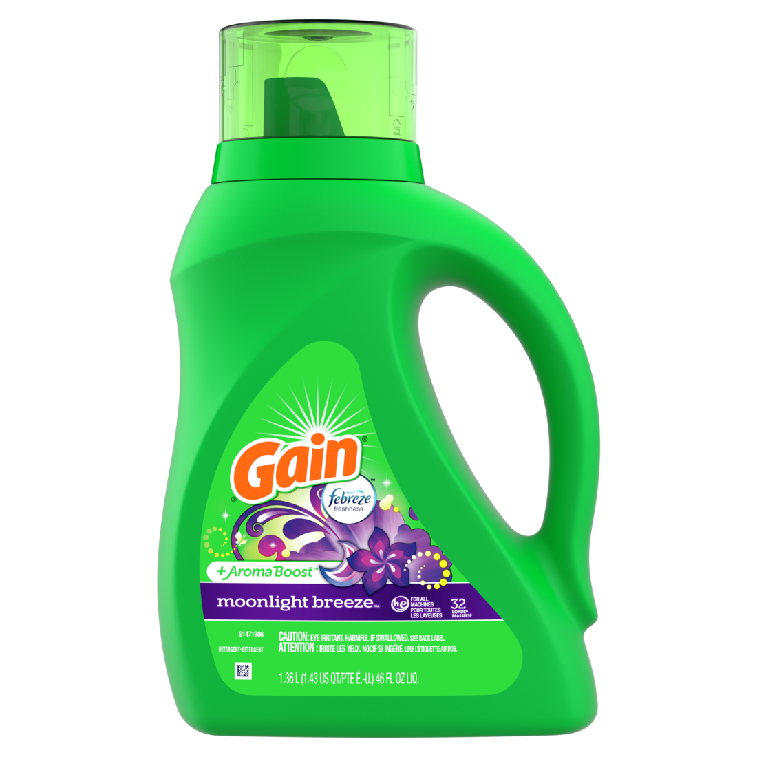 GAIN MOONLIGHT BREEZE LIQUID LAUNDRY DETERGENT - 46oz